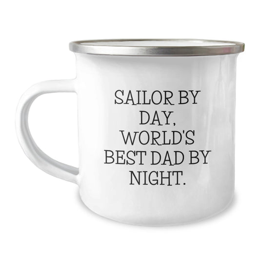 Sailor Gifts from Men to World's Best Dad By Night, Funny Birthday Camping Mug, Gifts for Him, 12 oz Stainless Steel - Image 1