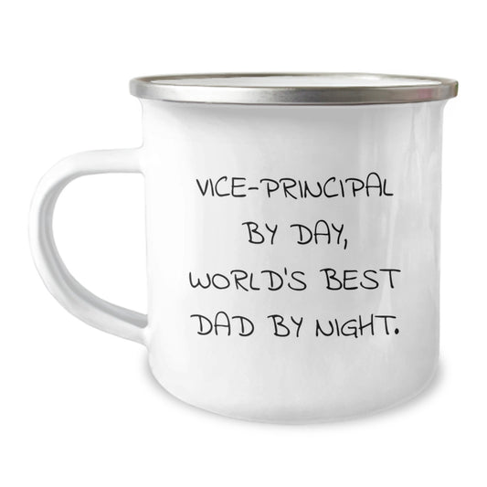 Vice-Principal by Day World's Best Dad by Night Funny Camping Mug Gifts from Friends for Birthday - Image 1
