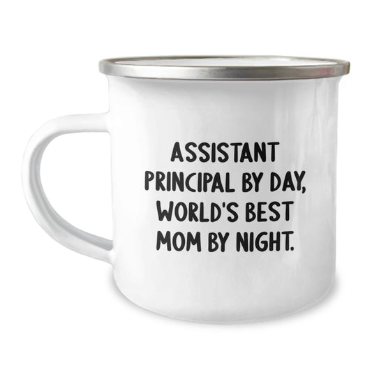 Funny Assistant Principal Gifts from Family - Camping Mug for Assistant Principal By Day, World's Best Mom By Night. Valentine's Unique Gifts - Image 1