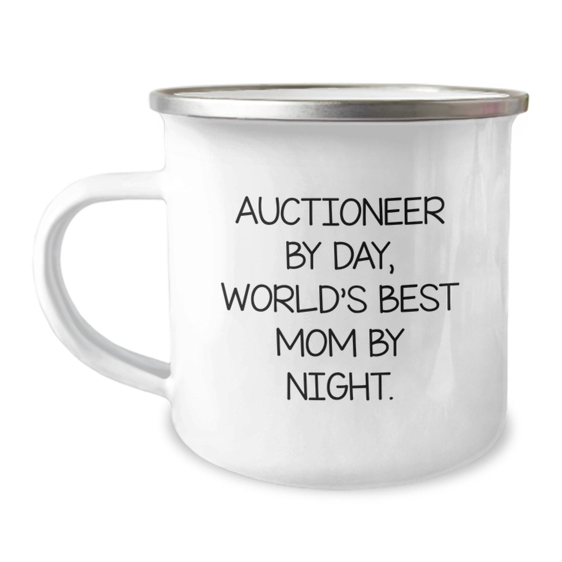 Auctioneer Gifts for Men Funny Camping Mug, Gifts from Mom for Auctioneer By Day World's Best Mom By Night, Camping Mug for Christmas Unique Gifts - Image 1