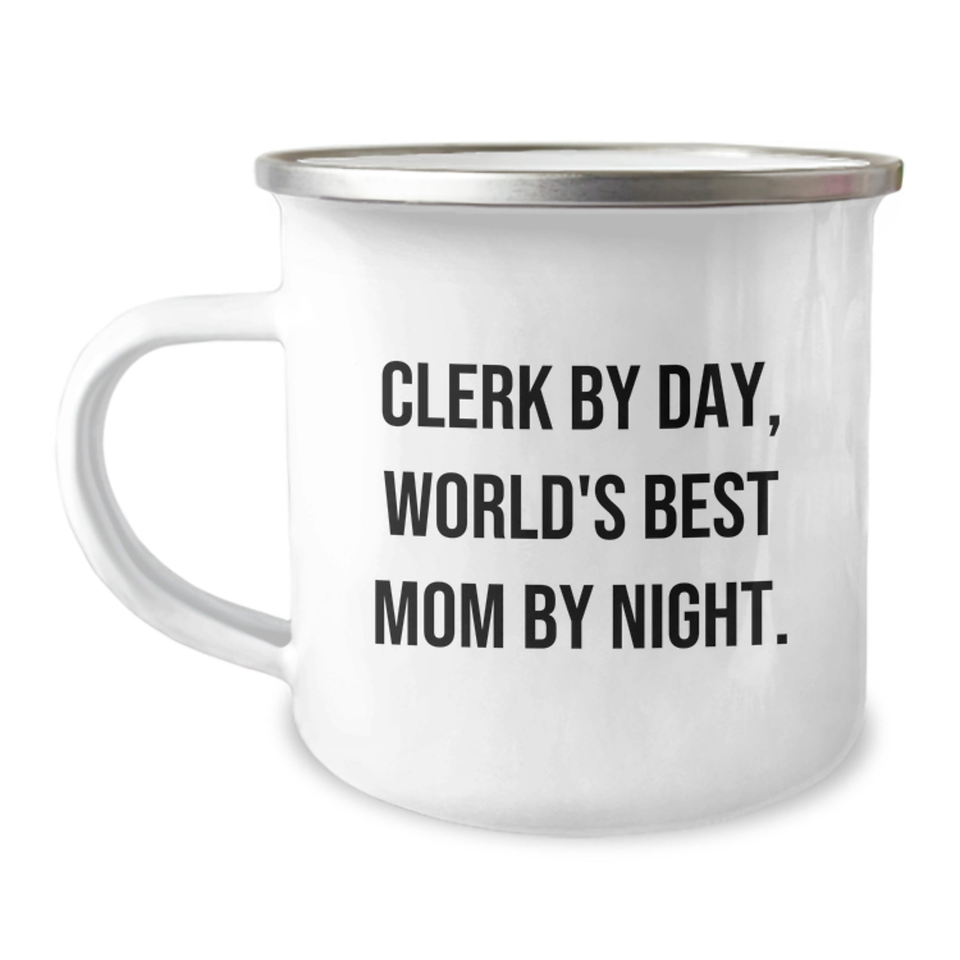 Fun Clerk Gifts - Camping Mug, Clerk By Day, World's Best Mom By Night., Gifts from Family, for Clerk Birthday Unique - Image 1