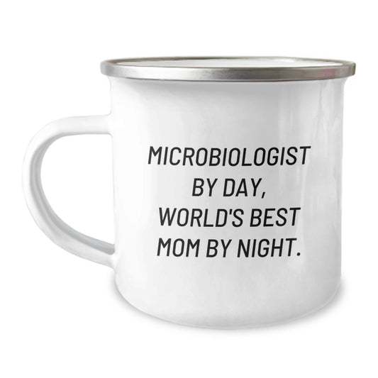 Microbiologist Gifts Funny Camping Mug for Birthday - 'Microbiologist By Day, World's Best Mom By Night.' Gifts from Family to Friends - Image 1