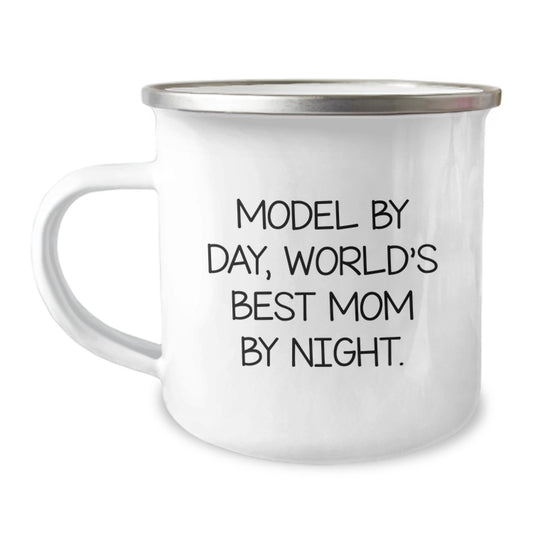 Funny Model Gifts for Valentine's - Model By Day, World's Best Mom By Night. Gifts from Men to Women - Camping Mug - Image 1