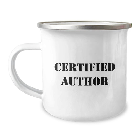 Funny Author Quotes Gifts from Friends for Author Camping Mug Enamel Finish - Christmas Unique Gifts - Image 1