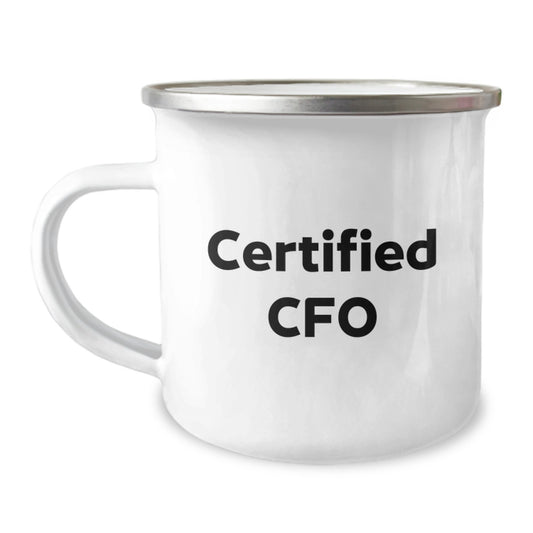 Funny Quotes for CFO Christmas Unique Gifts from Friends - CFO Camping Mug with Enamel Finish - Image 1