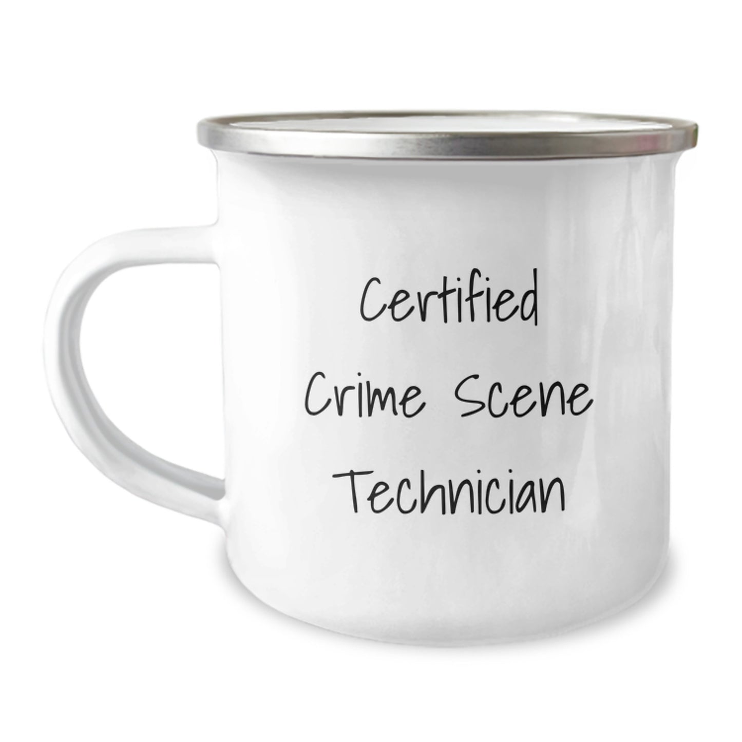 Crime Scene Technician Graduate Gifts from Friends - Funny Quote for Men, Women, Coworkers, Family - Enamel Finished Camping Mug, 12 oz Capacity - Image 1