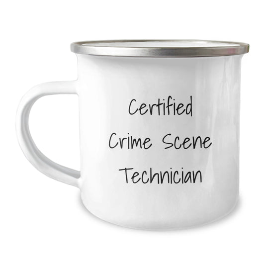 Crime Scene Technician Graduate Gifts from Friends - Funny Quote for Men, Women, Coworkers, Family - Enamel Finished Camping Mug, 12 oz Capacity - Image 1