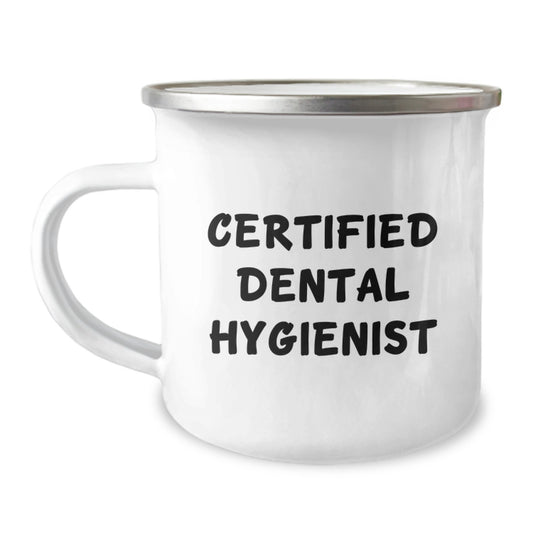 Certified Dental Hygienist Funny Gifts from Friends for Graduation Unique Camping Mug for Her, 'Good Hygiene is Key', 12 oz Stainless Steel with Enamel Finish - Image 1