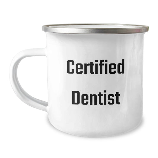 Funny Dentist Gifts from Friends for Graduation Unique Gifts, Camping Mug for Men or Women, 'A smile is the best makeup', 12 oz Stainless Steel Enamel Finish - Image 1