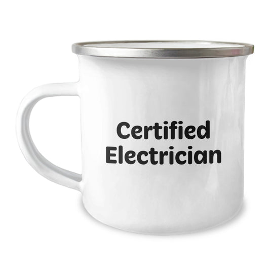 Electrician Gifts from Men for Graduation Unique Mugs with Funny Quote, 'Certified Electrician' Motto, Camping Mug, Stainless Steel with Enamel Finish, 12 oz - Image 1