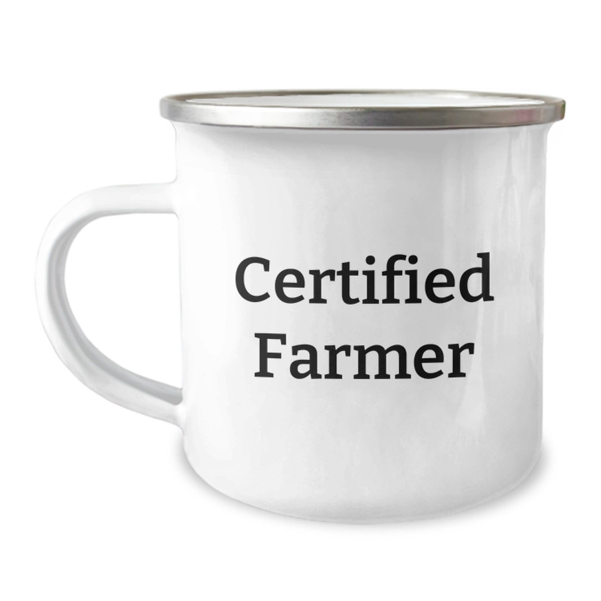 Gifts from Friends and Family to Farmer, Funny Quote Certified Farmer Camping Mug for Graduation, 12 oz Stainless Steel with Enamel Finish - Image 1