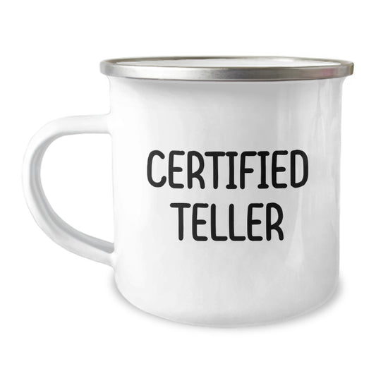 Funny Teller Gifts, Camping Mug for Graduation, 'Good Luck on Your New Adventure' Quote, Gifts from Family to Teller - Image 1