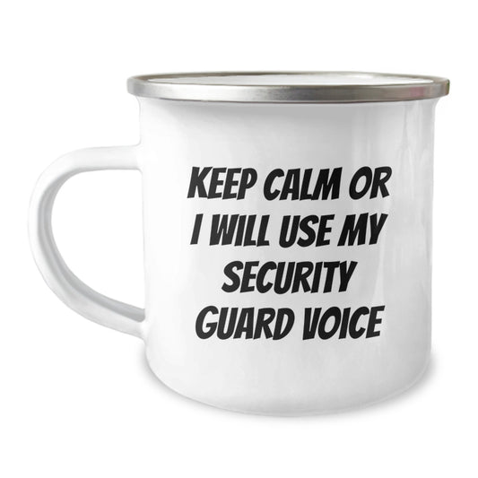 Funny Security Guard Gifts from Family for Security Guard Men Keep Calm Or I Will Use My Security Guard Voice Unique Birthday Unique Gifts - Image 1