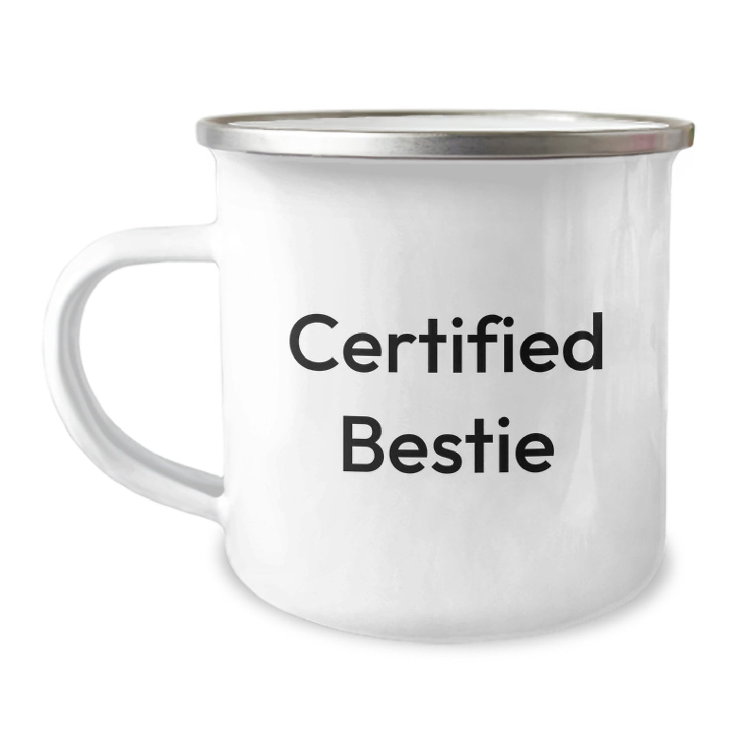 Funny Bestie Gifts from Men to Bestie - Certified Bestie Camping Mug, 12 oz Stainless Steel with Enamel Finish, Perfect for Christmas Unique Gifts - Image 1
