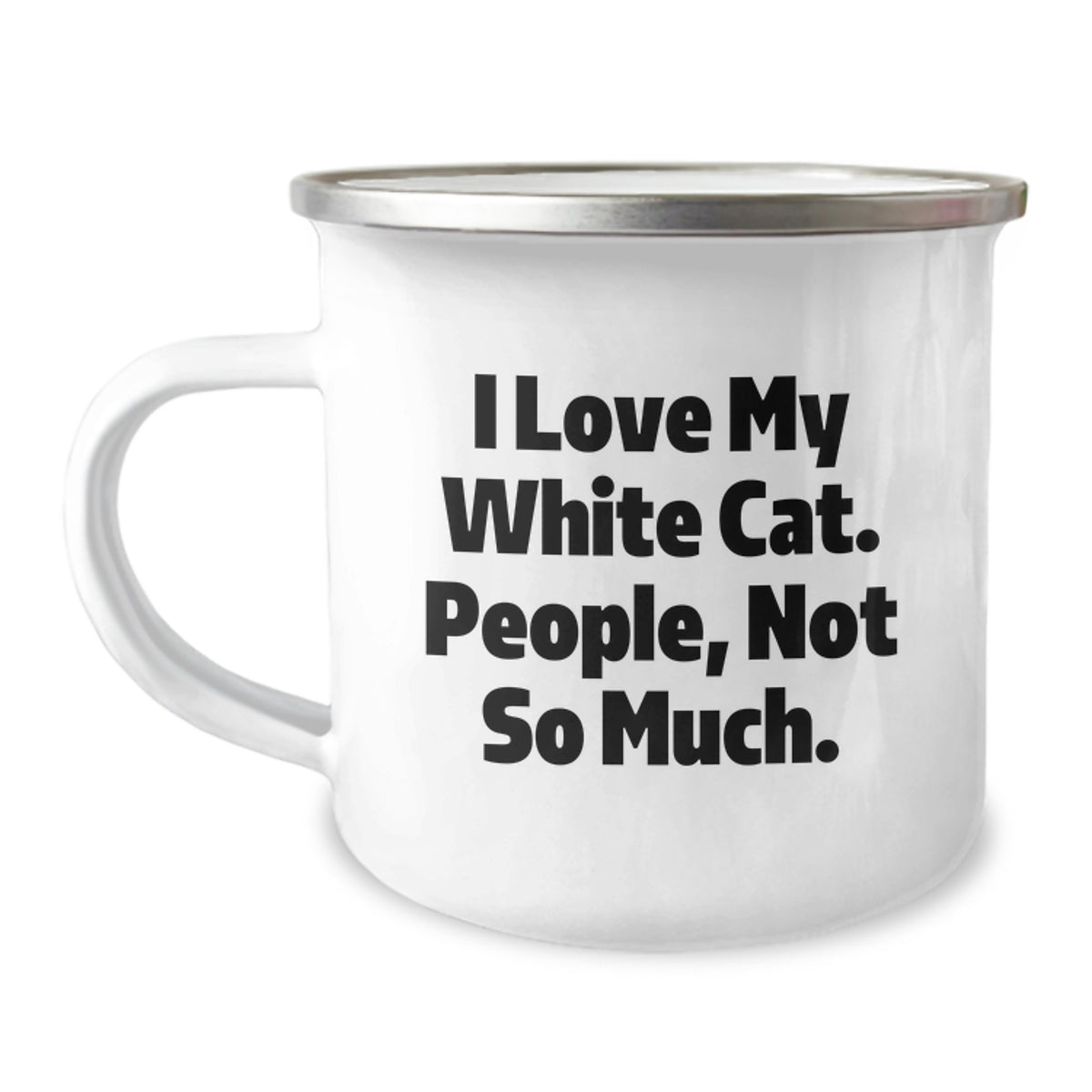 Funny White Cat Lover Gifts for Women Men Friends Family - White Cat Camping Mug 'I Love My White Cat People Not So Much' Birthday Unique Gifts from Friends - Image 1