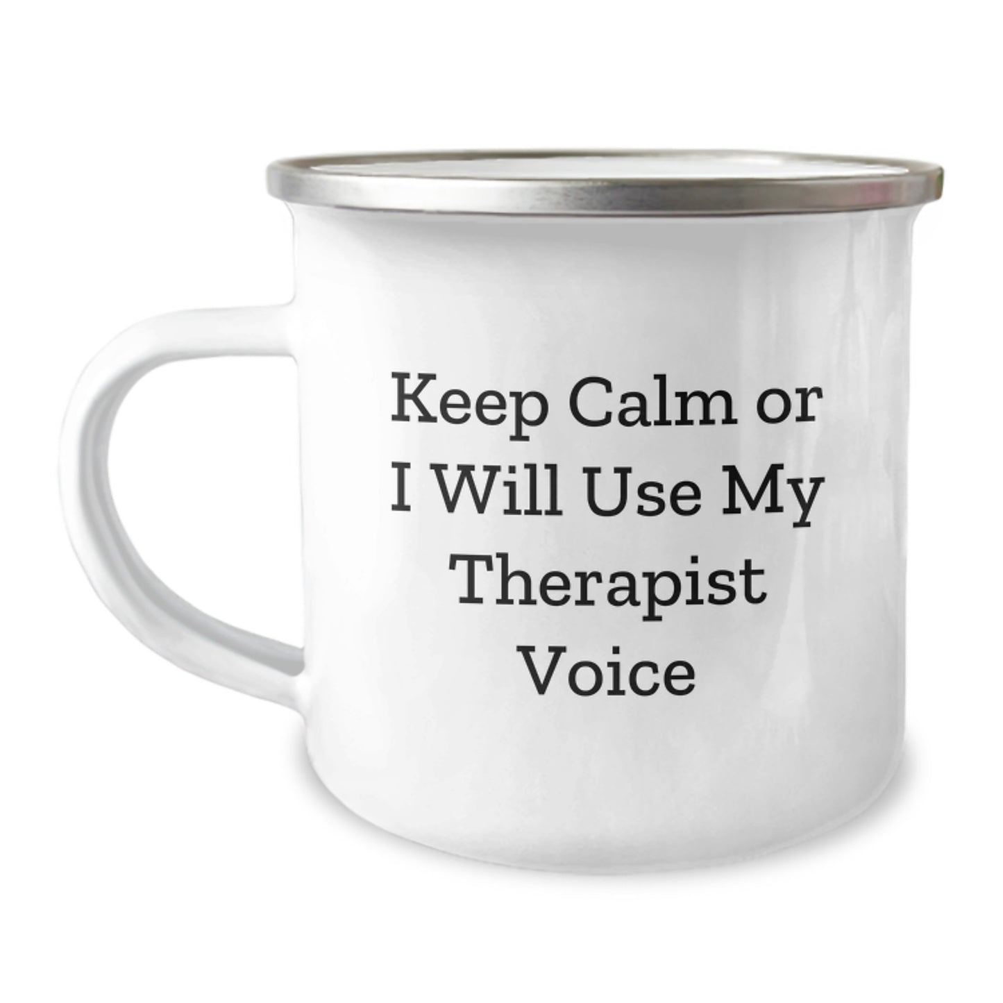 Therapist Gifts from Friends - Keep Calm Or I Will Use My Therapist Voice Funny Camping Mug for Birthday Unique Presents for Therapist - Image 1