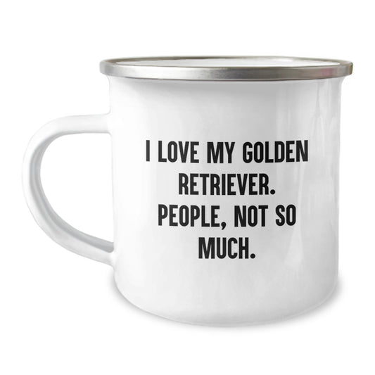 Golden Retriever Dog Lover's Camping Mug - Funny Quote Gift from Men to Women for Valentine's - Image 1
