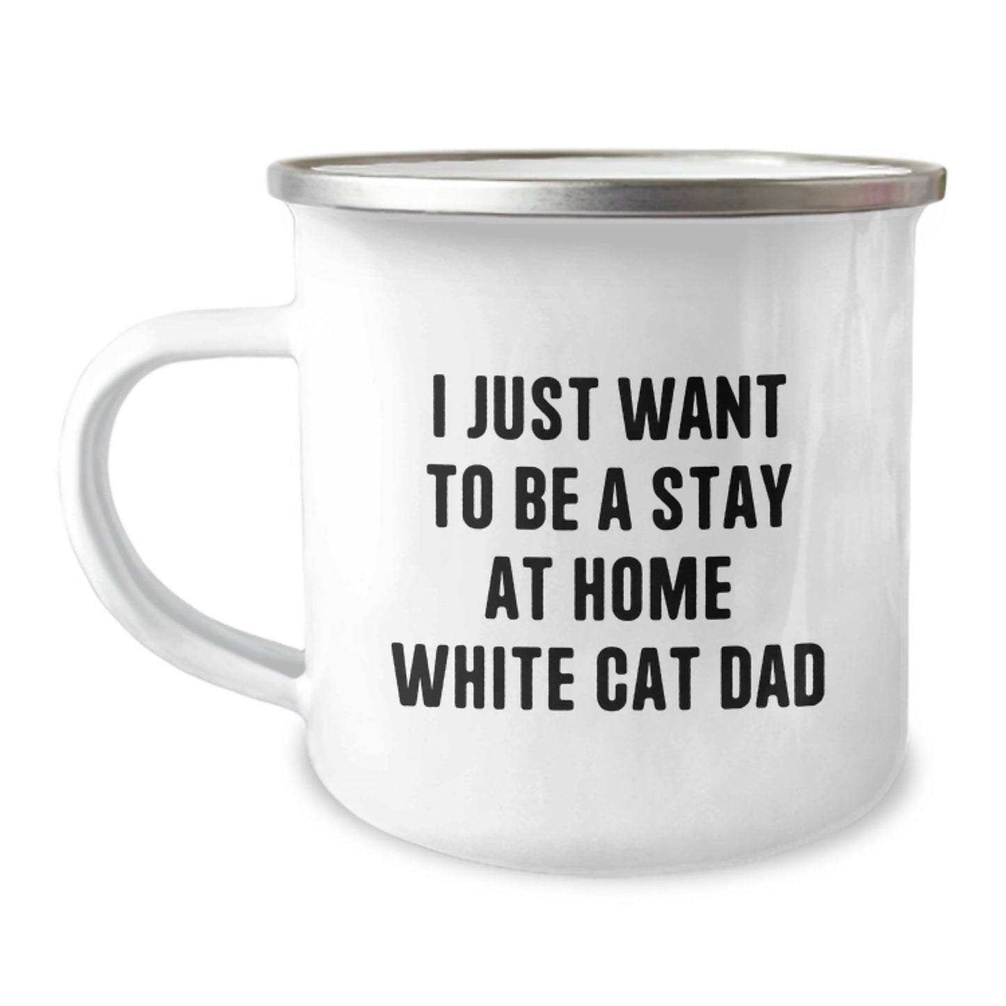 Funny White Cat Dad Gifts from Men to Friends for Camping Mug Christmas Unique Gifts - Image 1