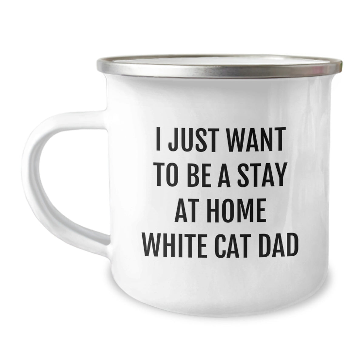 Cute Funny White Cat Dad Camping Mug Gifts for White Cat Lover Men Women from Family - Image 1