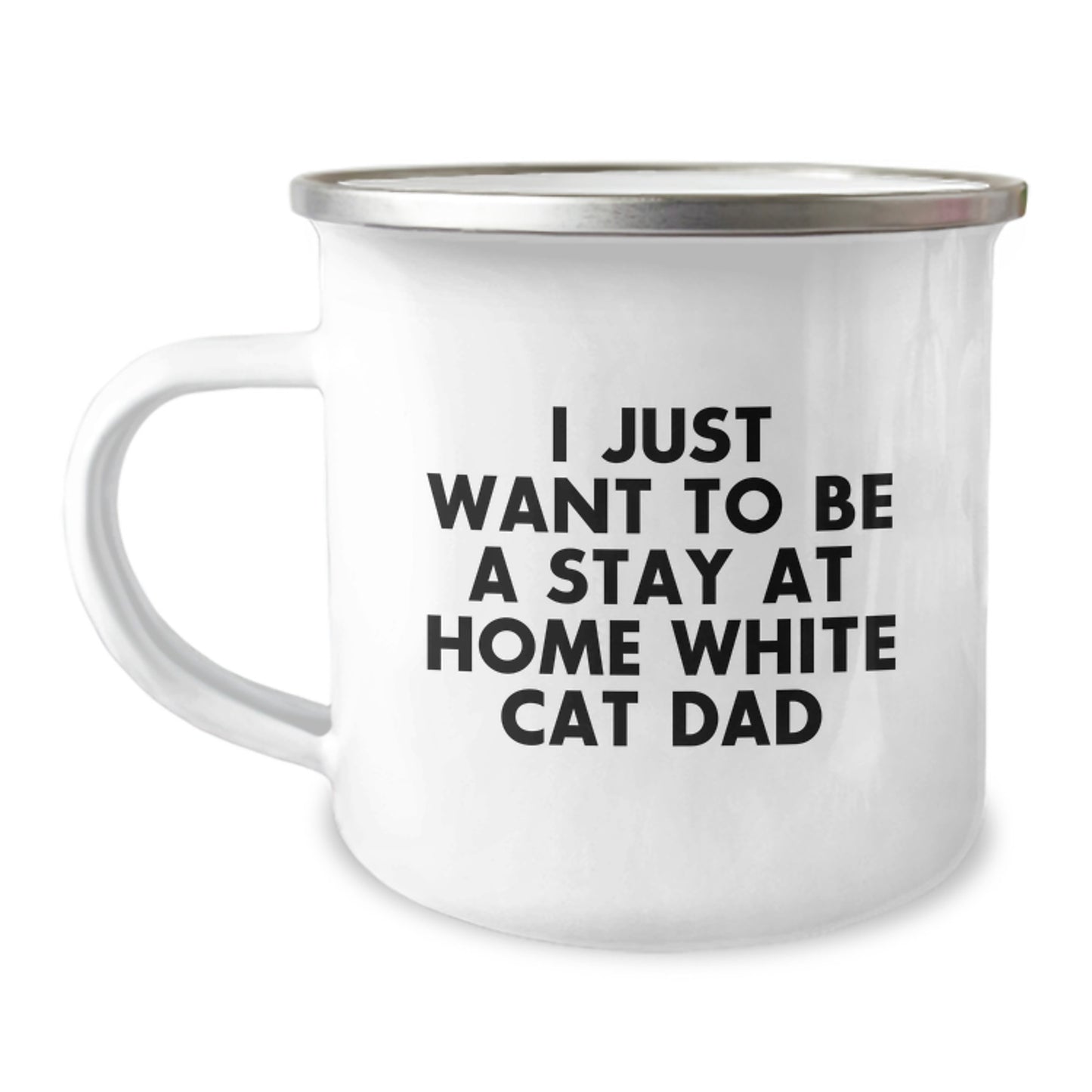 Funny White Cat Dad Gifts from Men to White Cat Lovers on Valentine's - Camping Mug - Image 1