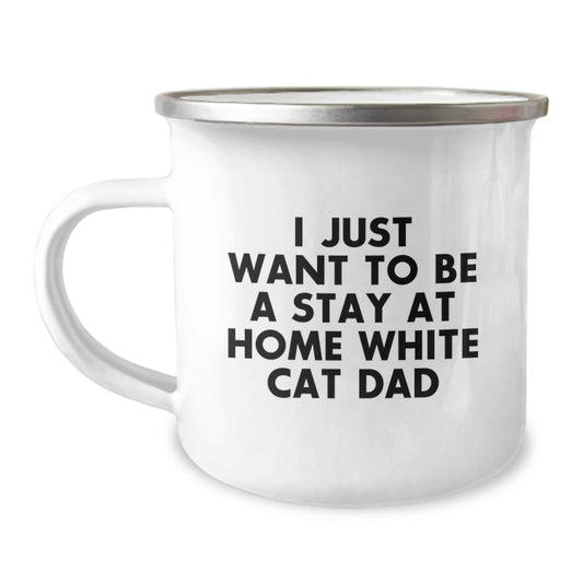 Funny White Cat Dad Gifts from Men to White Cat Lovers on Valentine's - Camping Mug - Image 1