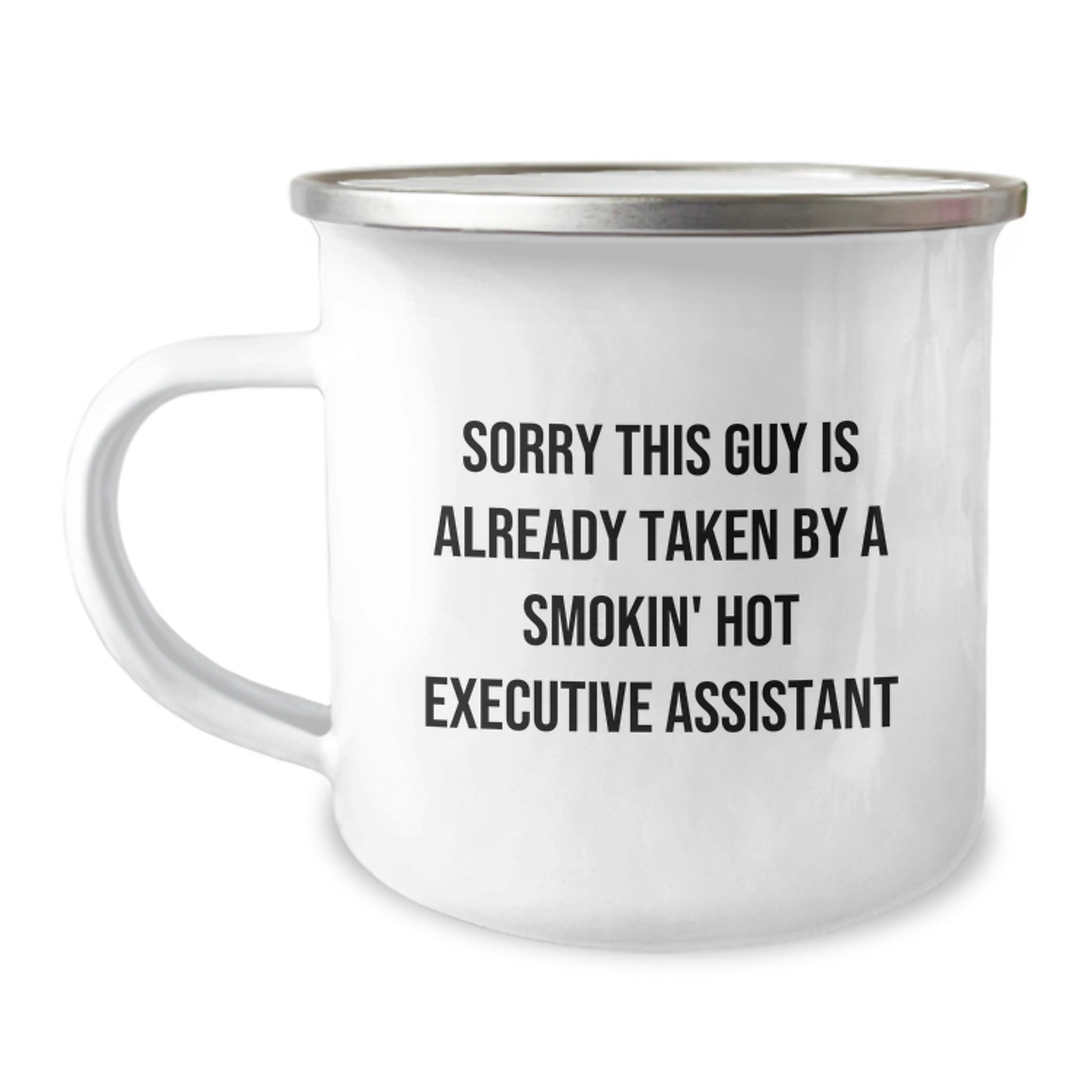 Funny Executive Assistant Gifts from Friends for Graduation - Sorry This Guy Is Already Taken Camping Mug - Image 1