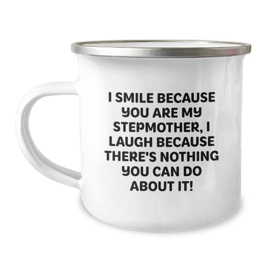 Funny Stepmother Gifts from Men - Stepmother Unique Camping Mug for Women - Inspirational Stepmother Quote on Camping Mug for Stepmother - Image 1