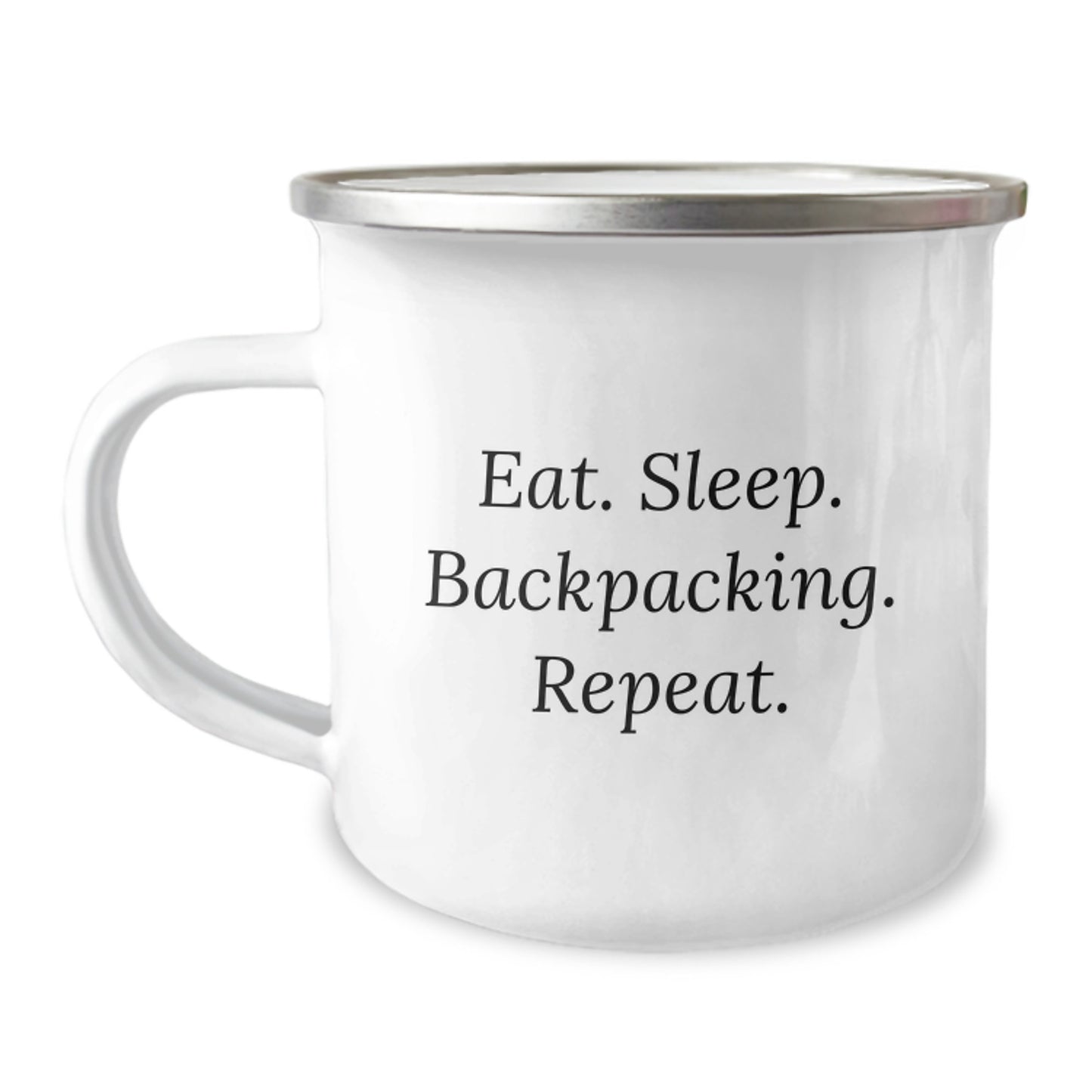 Funny Backpacking Gifts for Friends - Eat. Sleep. Backpacking. Repeat. Camping Mug, Christmas Unique Gifts from Family - Image 1