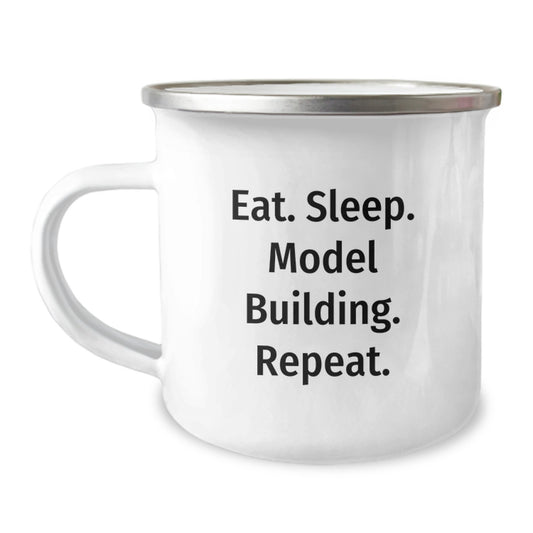 Funny Model Building Gifts for Him Birthday Unique Gifts from Family Camping Mug - Eat. Sleep. Model Building. Repeat. - Image 1