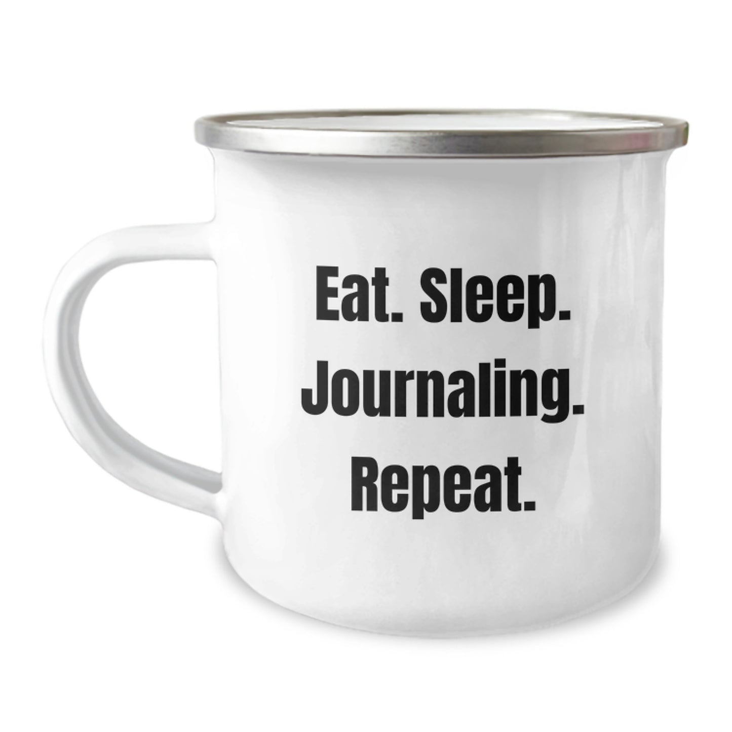 Funny Journaling Gifts from Friends for Birthday Camping Mug - Eat. Sleep. Journaling. Repeat. - Unique Birthday Presents for Journaling Enthusiasts - Image 1