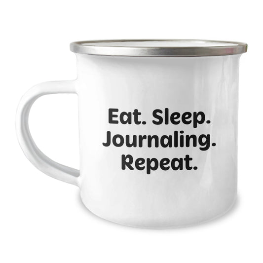 Funny Journaling Gifts for Women, Birthday Unique Gifts from Friends, Camping Mug with Eat. Sleep. Journaling. Repeat. - Image 1