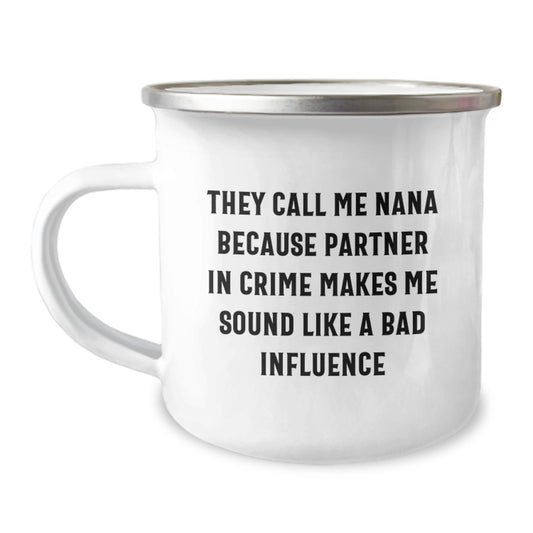 Funny Nana Gifts from Family, Christmas Unique Gifts for Nana, 12 oz Stainless Steel Camping Mug - Image 1