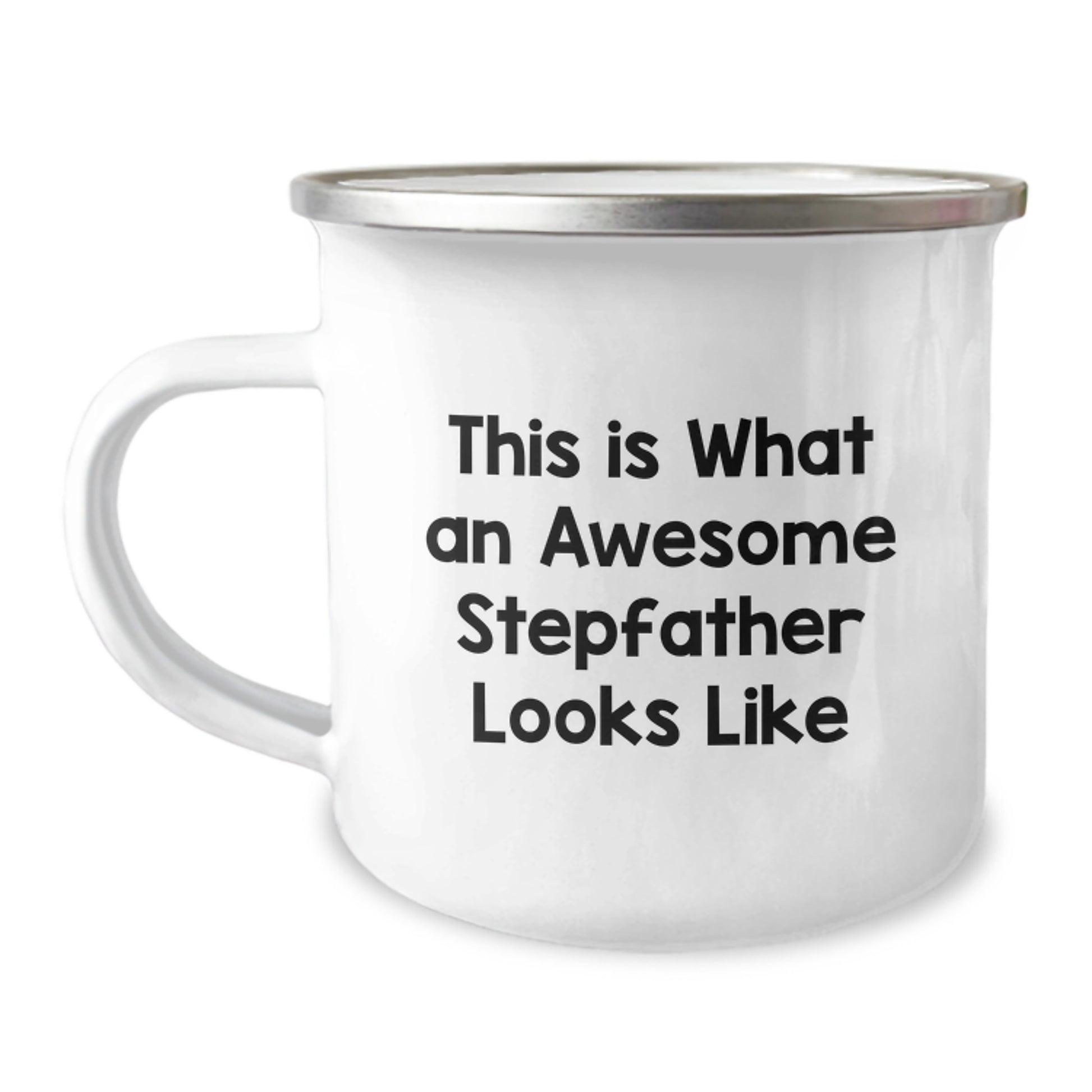 Funny Stepfather Gifts for Men - 'This Is What An Awesome Stepfather Looks Like' Camping Mug, 12 oz Stainless Steel with Enamel Finish, Gifts from Family to Stepfather for Graduation - Image 1