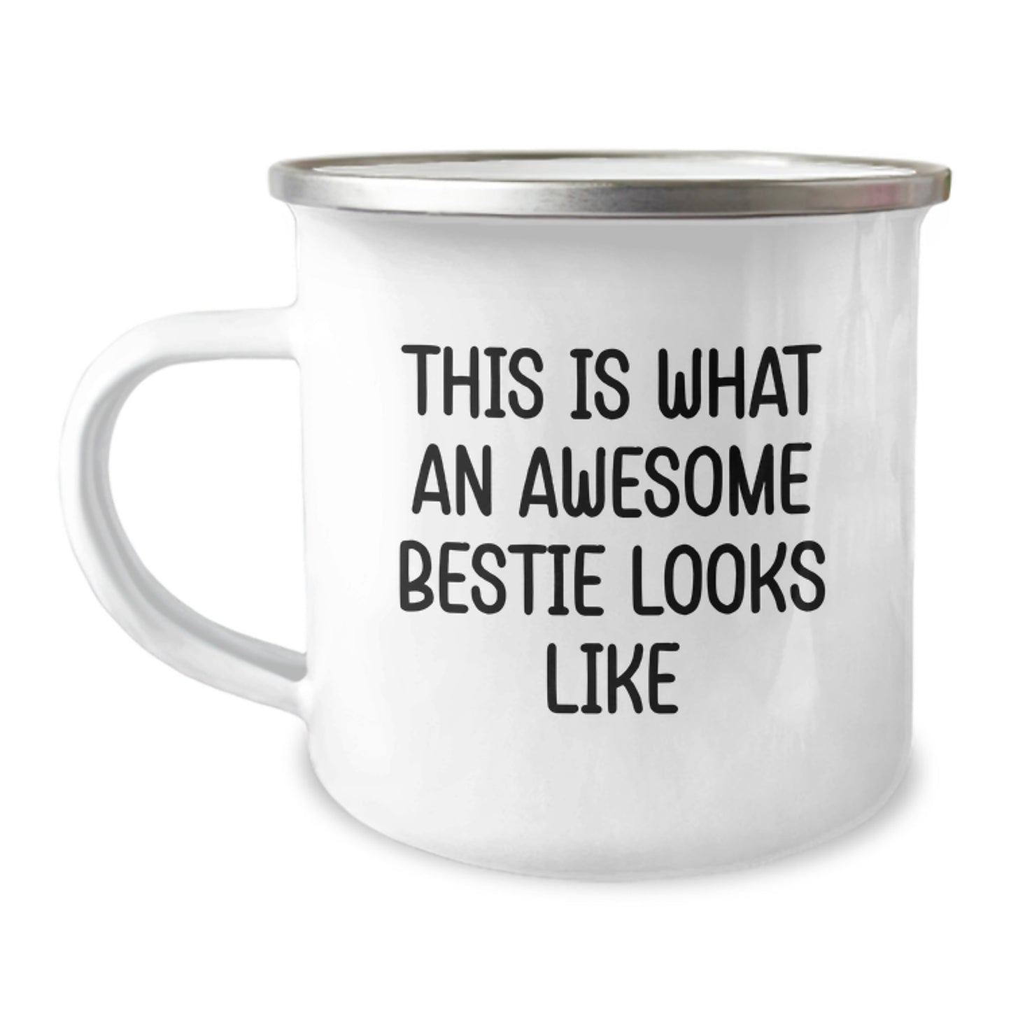 Funny Bestie Gifts from Friends - This Is What An Awesome Bestie Looks Like, Camping Mug for Graduation Unique Gifts, 12 oz Stainless Steel with Enamel Finish - Image 1