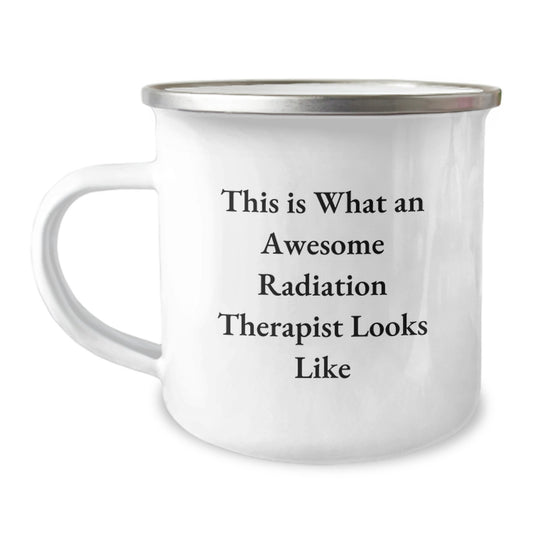 Funny Radiation Therapist Gifts for Men, Birthday Unique Presents from Friends to Awesome Radiation Therapist, This Is What An Awesome Radiation Therapist Looks Like Camping Mug - Image 1