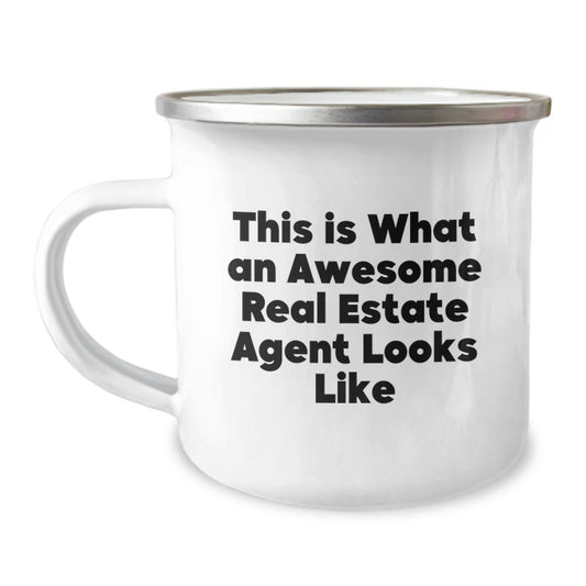 Funny Real Estate Agent Gifts from Friends for Birthday - This Is What An Awesome Real Estate Agent Looks Like Camping Mug - Image 1