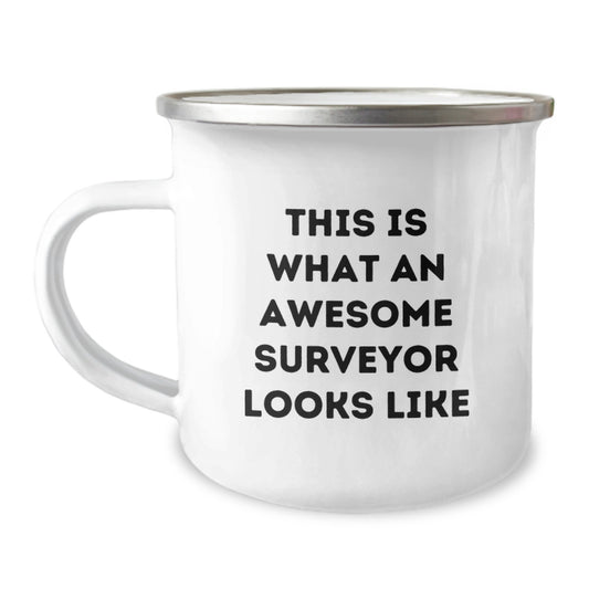 Funny Surveyor Gifts from Friends for Men - 'This Is What An Awesome Surveyor Looks Like' Camping Mug, Birthday Unique Presents - Image 1