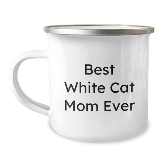 Funny White Cat Mom White Cat Lover Birthday Unique Gifts from Friends to Family Camping Mug - Image 1