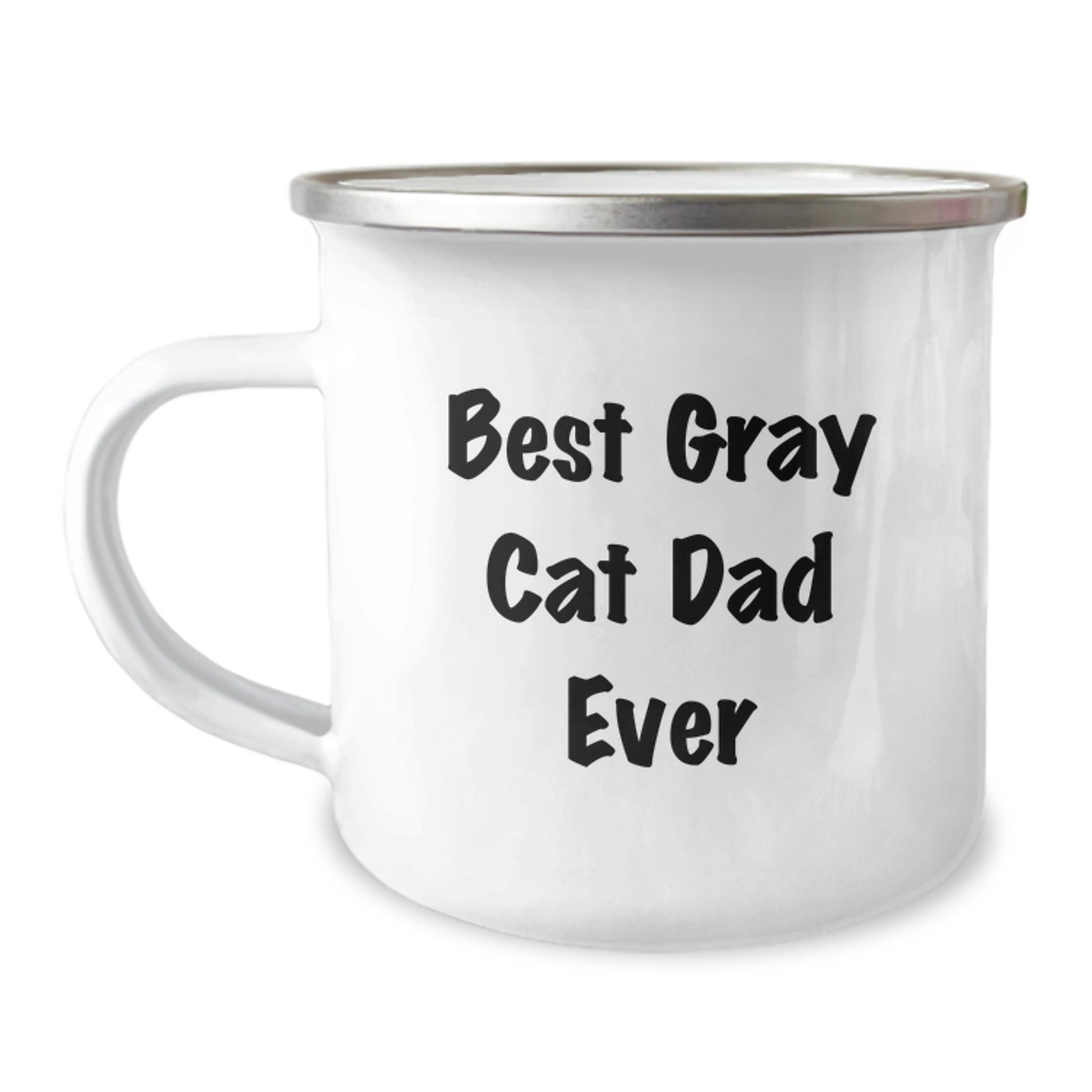 Funny Gray Cat Gifts for Dad - Best Gray Cat Dad Ever Camping Mug, 12 oz Stainless Steel with Enamel Finish, Birthday Unique Gift Ideas for Men, Gifts from Dad to Son, Unique Present - Image 1