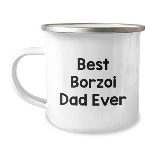 Funny Borzoi Dog Lover Gifts from Dad to Best Borzoi Dad Ever on Birthday, Borzoi Dog Camping Mug for Him, Funny Quote - Image 1