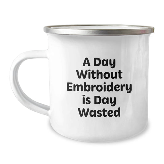 Funny Embroidery Gifts from Friends for Valentine's Unique Camping Mug Embroidery Lover - Image 1