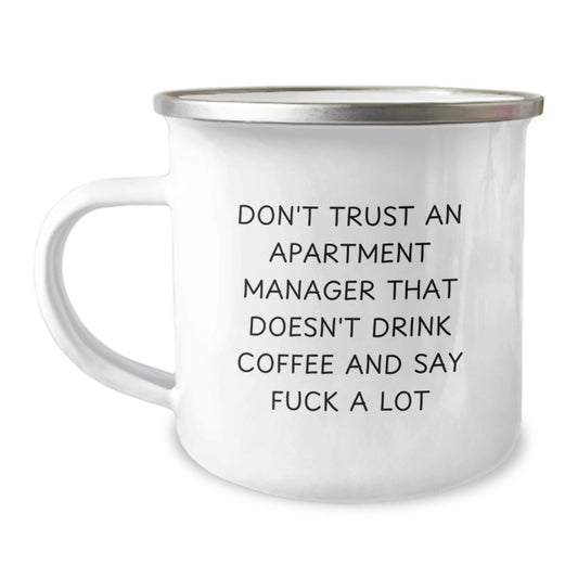 Funny Apartment Manager Gifts, Coffee Lovers Rejoice Camping Mug, Sassy Quote for Mom's Mother's Day Unique Gifts from Friends - Image 1