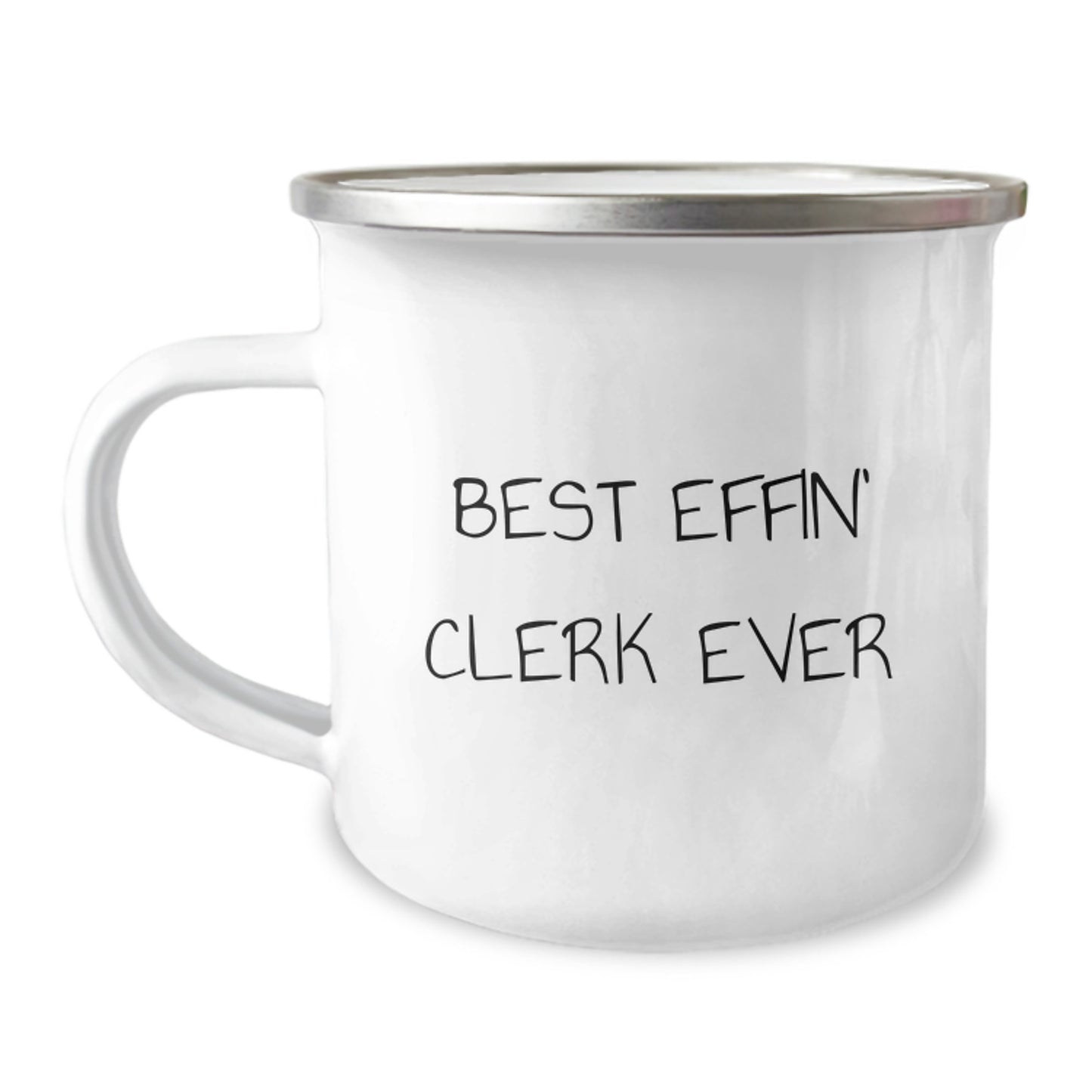 Funny Clerk Gifts for Men - Best Effin' Clerk Ever Camping Mug for Graduation Unique Gifts from Friends, Coworkers, Family to Clerk, Men - 12 oz Stainless Steel with Enamel Finish - Image 1