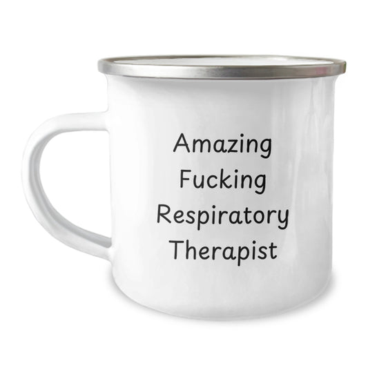 Funny Respiratory Therapist Gifts from Men to Women, Christmas Unique Gifts for Respiratory Therapist, Camping Mug, Amazing F--king Respiratory Therapist Quote, Stainless Steel with Enamel Finish - Image 1