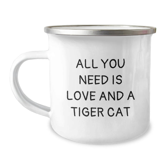 Funny Tiger Cat Camping Mug Gifts from Friends on Birthday Unique - Image 1