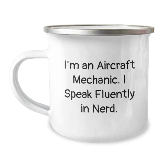 Aircraft Mechanic Funny Gift, Christmas Unique Gifts for Men, Funny Camping Mug - 'I Speak Fluently In genius' Quote, Gifts from Friends to Family - Image 1
