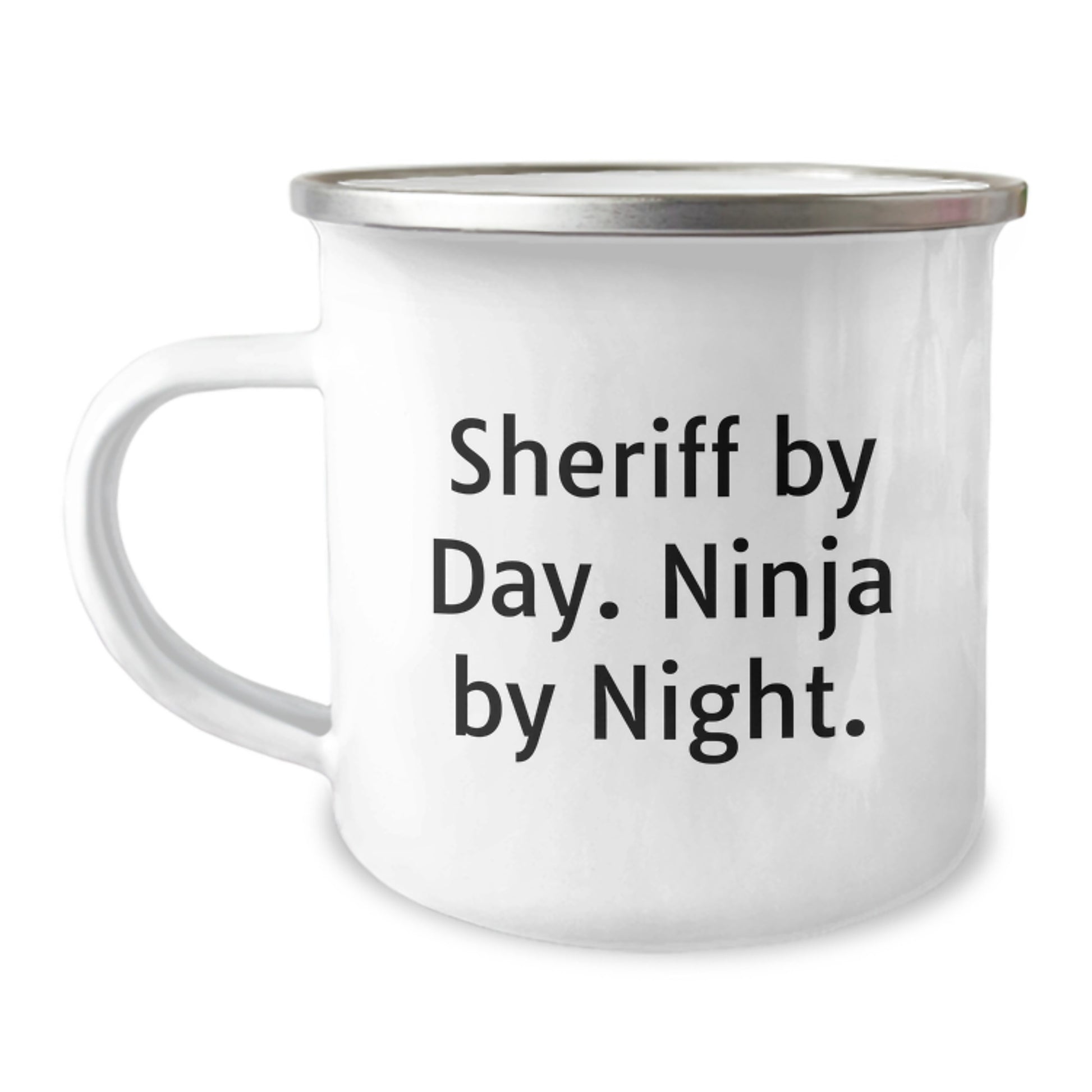 Sheriff's Camping Mug - Funny Quote 'Sheriff By Day. Ninja By Night.' - Birthday Unique Gifts from Friends - Image 1