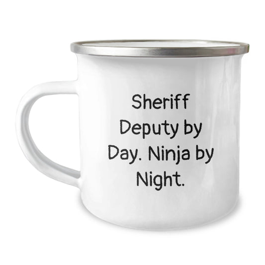 Funny Sheriff Deputy Gifts for Men, Christmas Unique Mugs with 'Sheriff Deputy By Day. Ninja By Night.' Quote, Camping Mug, Ideal Gift from Family and Friends - Image 1