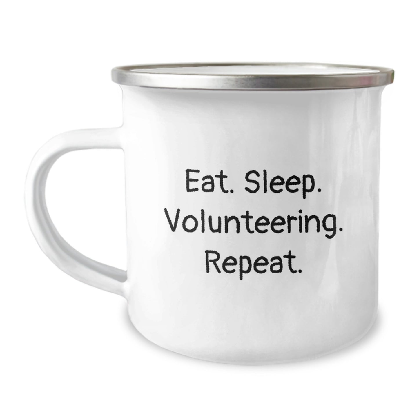 Funny Volunteering Gifts Ideas for Men Women Friends Coworkers Family - 'Eat. Sleep. Volunteering. Repeat.' Camping Mug for Christmas - Stainless Steel 12 oz Capacity - Image 1