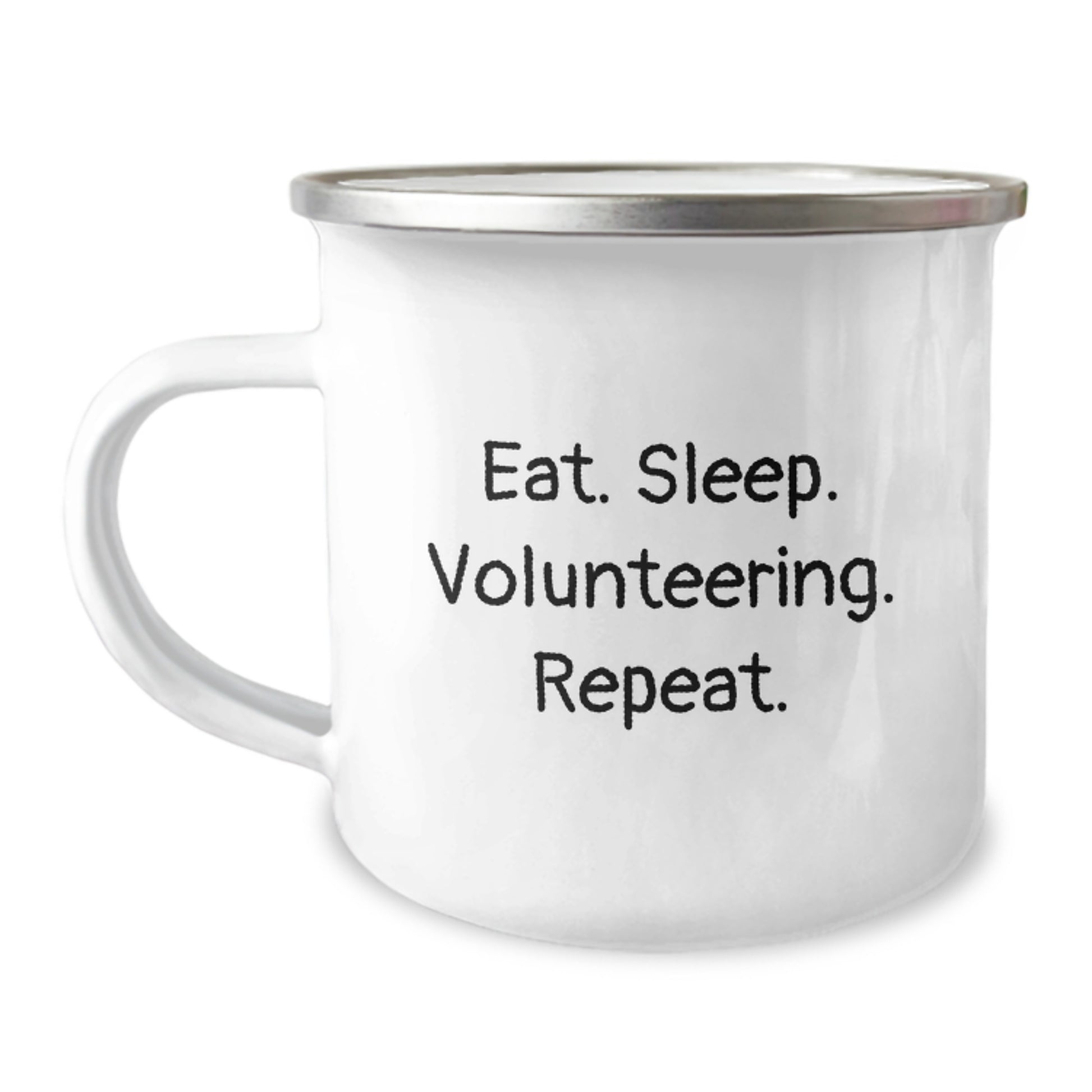Funny Volunteering Gifts Ideas for Men Women Friends Coworkers Family - 'Eat. Sleep. Volunteering. Repeat.' Camping Mug for Christmas - Stainless Steel 12 oz Capacity - Image 1